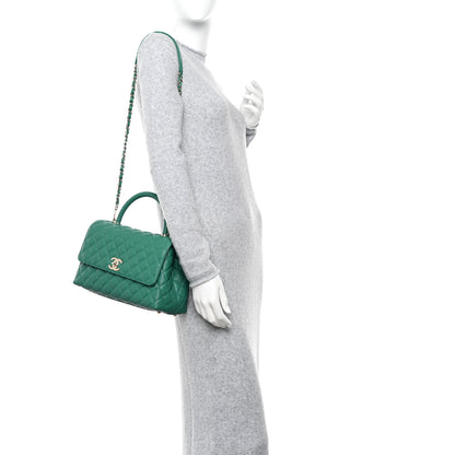 Chanel Caviar Quilted Small Coco Handle Flap Green 2 of 9
