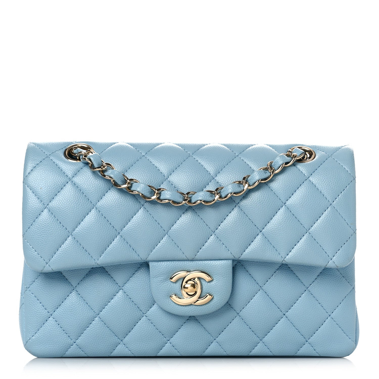 Chanel Caviar Quilted Small Double Flap Light Blue 1 of 11