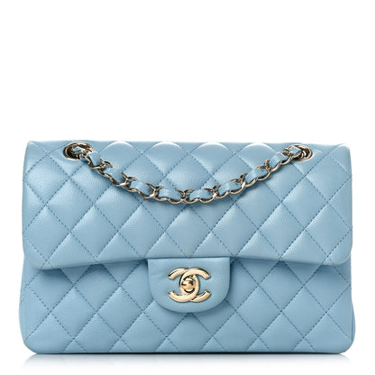 Chanel Caviar Quilted Small Double Flap Light Blue 1 of 11