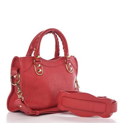 Balenciaga Chevre Gold Metallic Edge Hardware Mini City Rouge Grenade 3 of 7