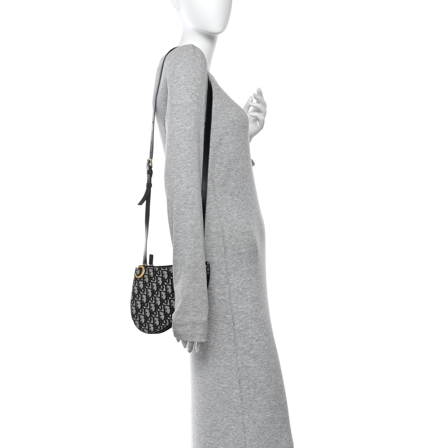 Christian Dior Oblique Saddle Pouch With Strap Navy Blue 2 of 12