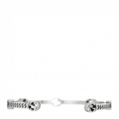 Gucci Sterling Silver Thin Interlocking G Cuff Bracelet 16 3 of 4