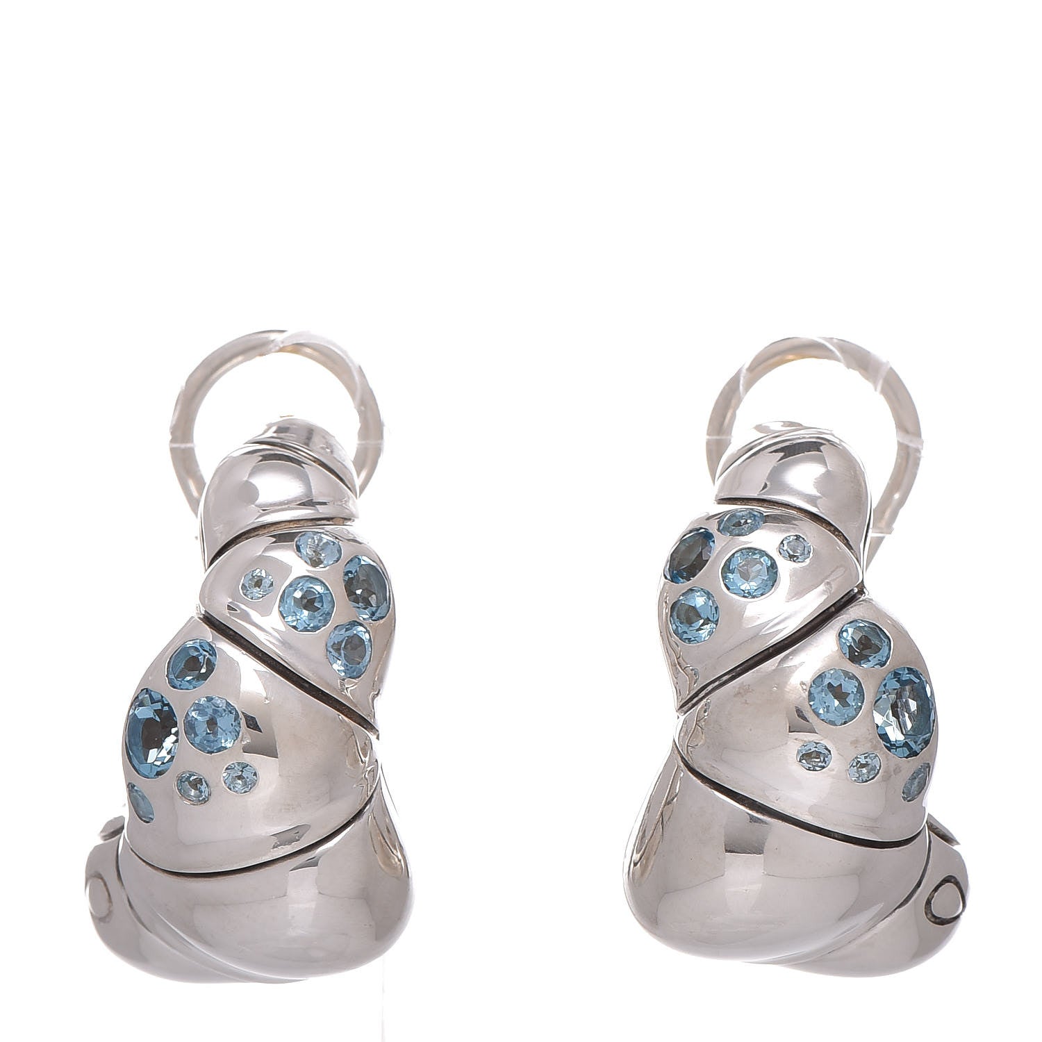 John Hardy Sterling Silver Blue Topaz Budda Belly Earrings 1 of 5