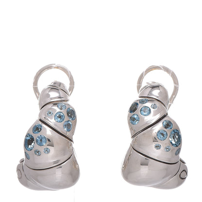 John Hardy Sterling Silver Blue Topaz Budda Belly Earrings 1 of 5
