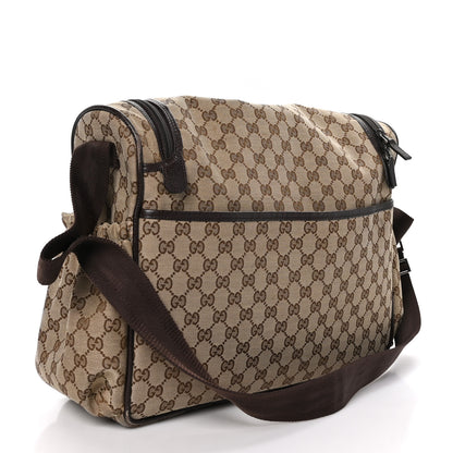 Gucci Monogram Natural Pigskin Large Diaper Bag Beige Ebony Cocoa Dark Chocolate 2 of 16