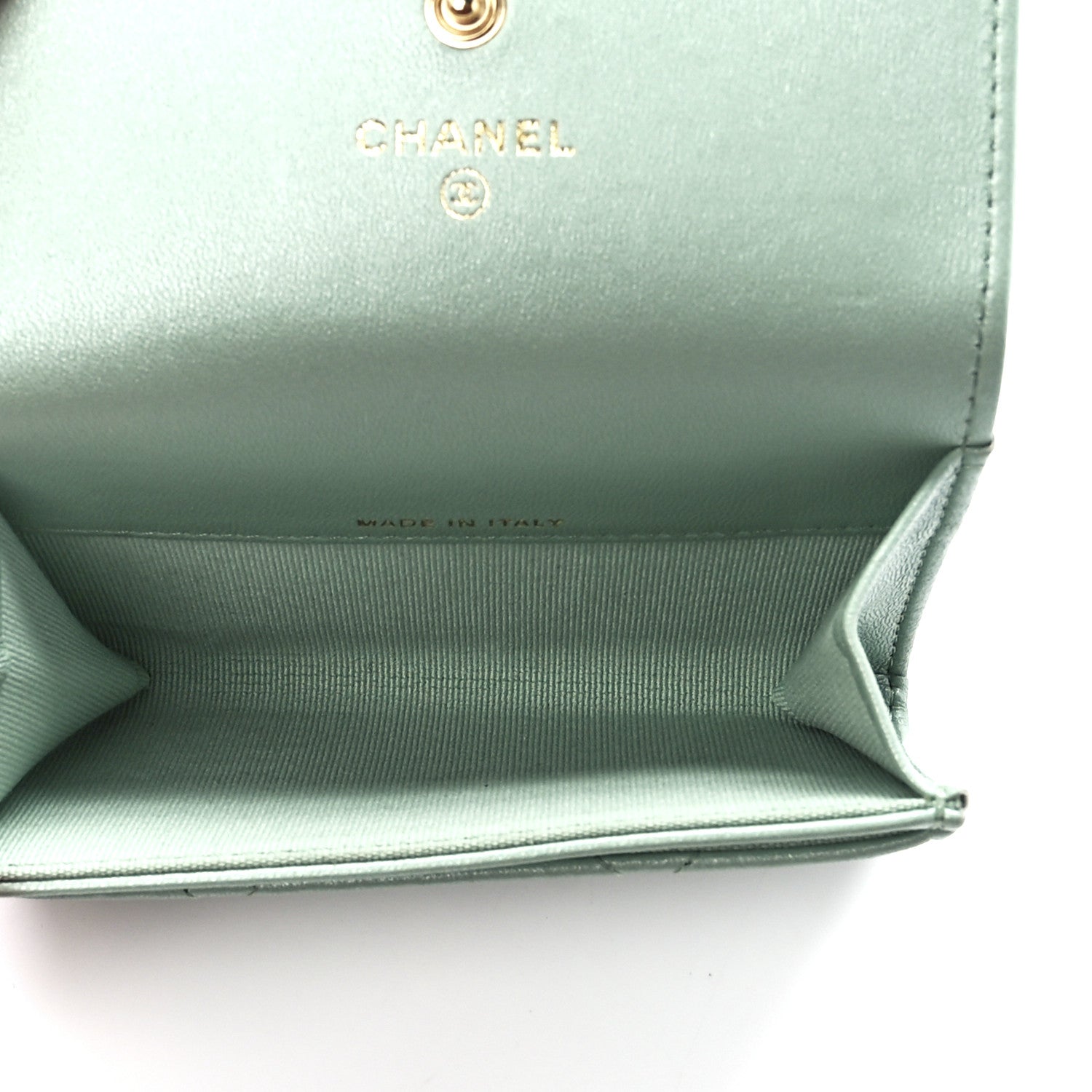 Chanel Lambskin Quilted Chanel 19 Flap Card Holder Light Green 5 of 13