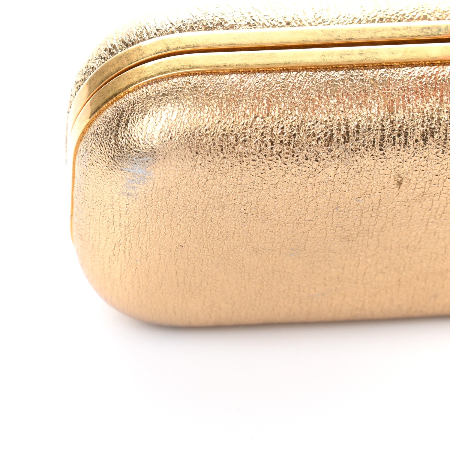 Alexander McQueen Nappa Metallic Twin Skull Box Clutch Gold 8 of 11