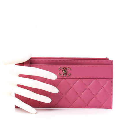 Chanel Sheepskin Quilted Mademoiselle Vintage Zip Pouch Pink 2 of 12