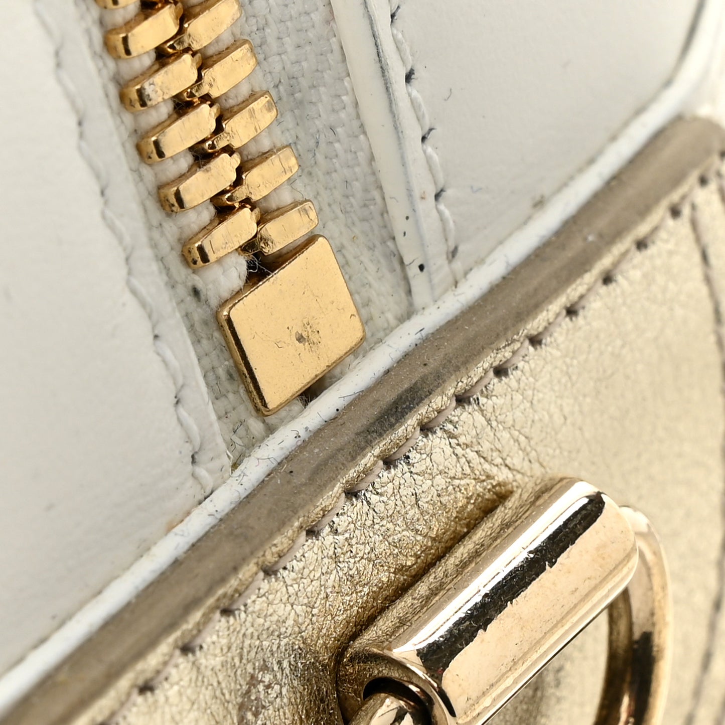 Perforated Calfskin Medium Dior Vibe Classic Bowling Bag White Gold