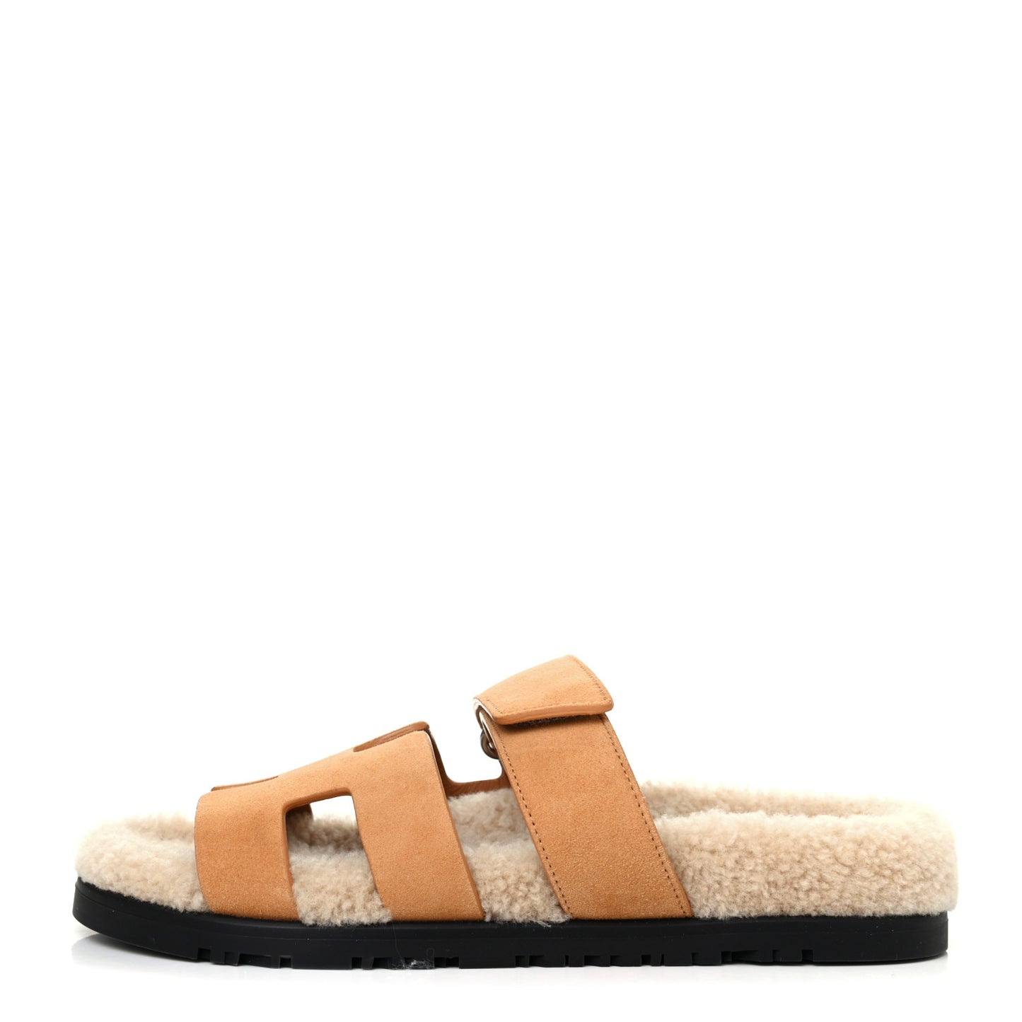 Suede Goatskin Woolskin Womens Chypre Sandals 36.5 Golden Beige