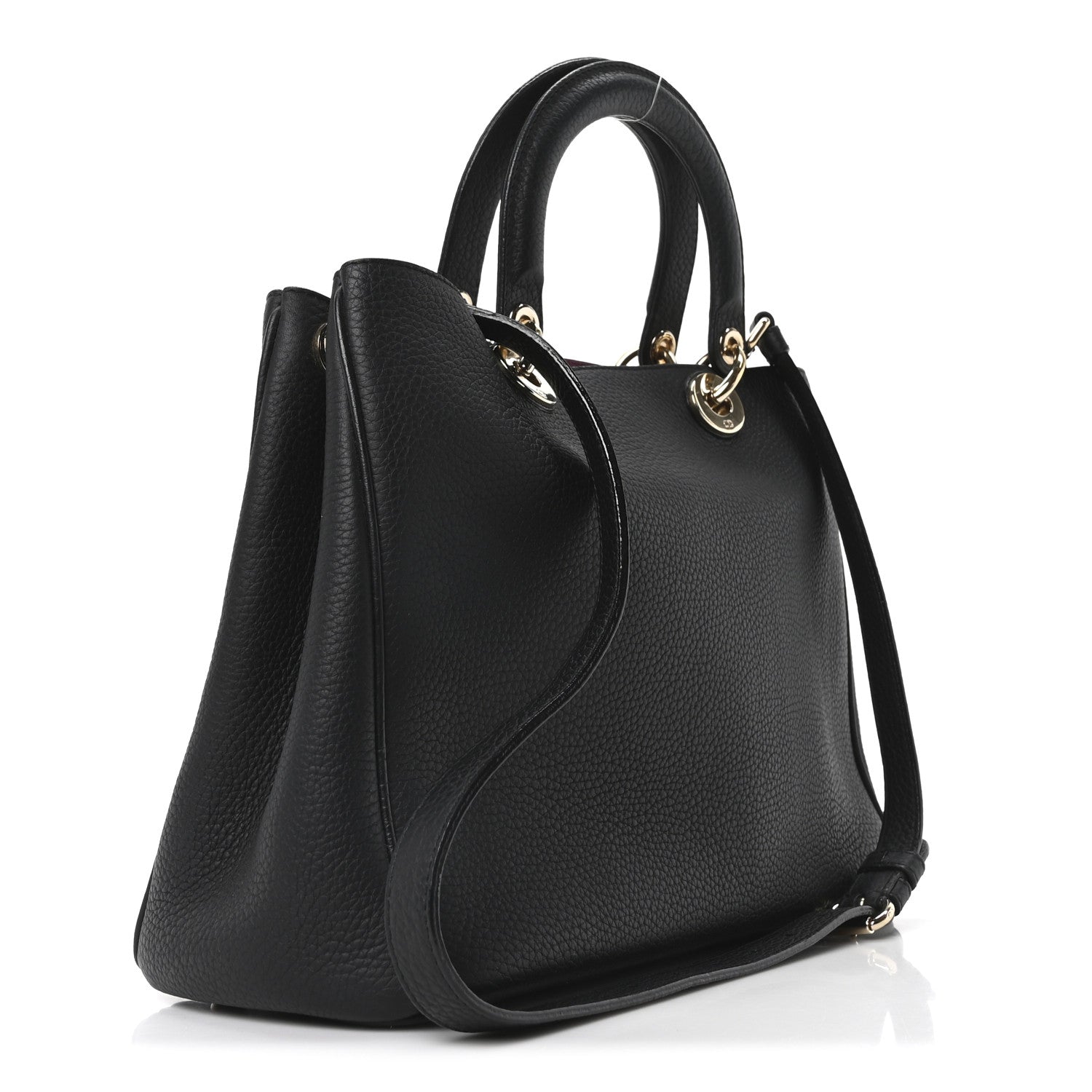 Christian Dior Bullcalf Medium Diorissimo Tote Black Rose Indien 4 of 10