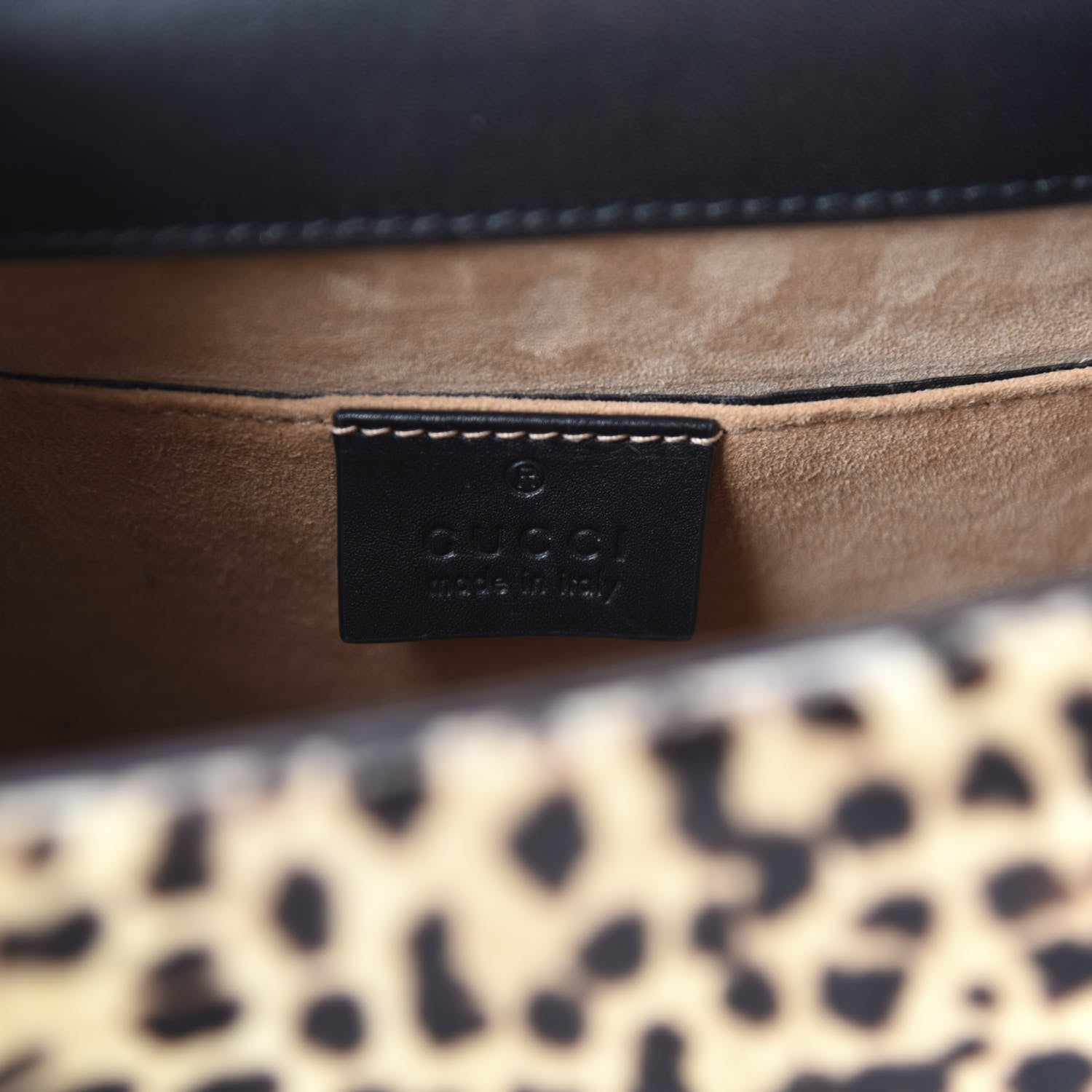 Gucci Calf Hair Leopard Print Mini Sylvie Top Handle Bag Naturale Black 9 of 11