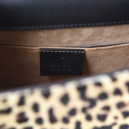Gucci Calf Hair Leopard Print Mini Sylvie Top Handle Bag Naturale Black 9 of 11