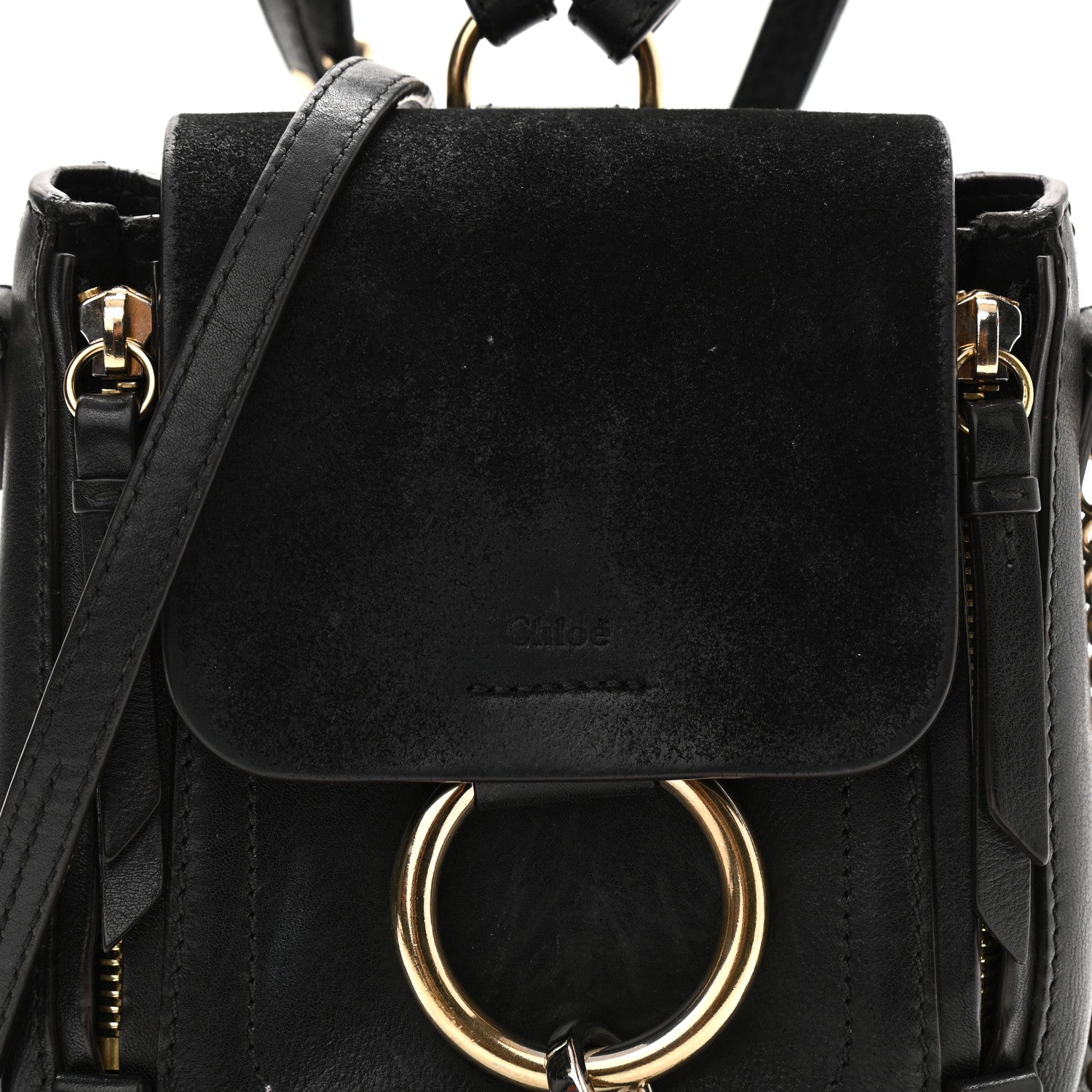 Chloe Suede Calfskin Mini Faye Backpack Black 8 of 11