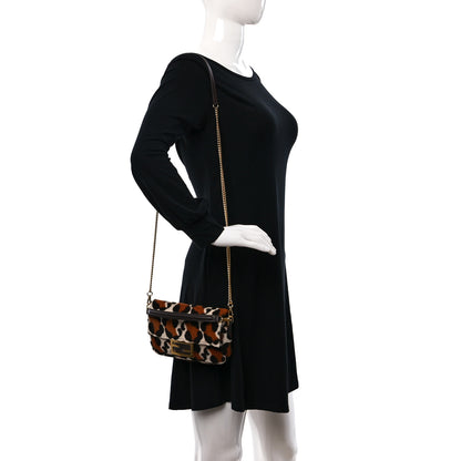 Fendi Calf Hair Leopard Print Mini Baguette Pink Brown 2 of 9