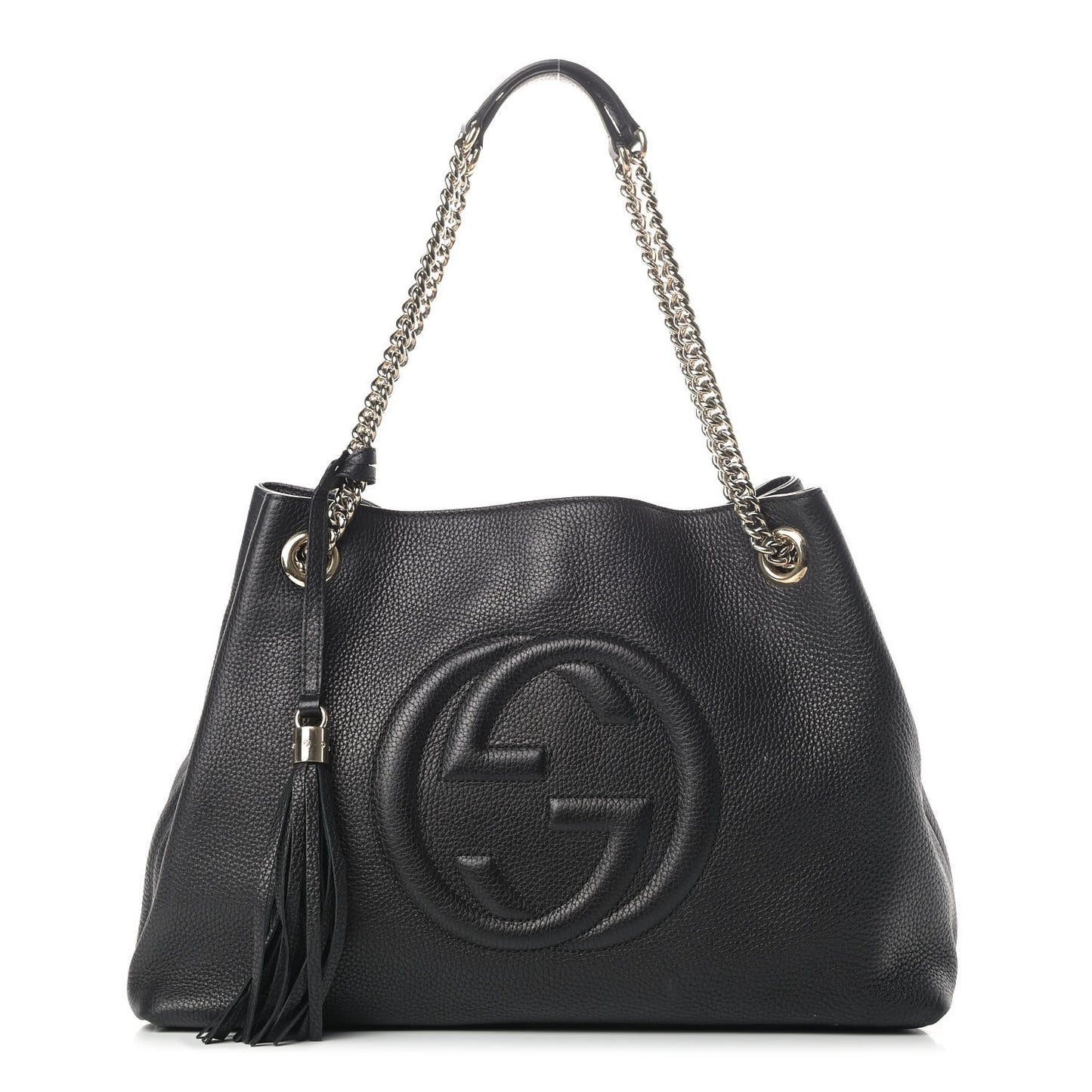 Pebbled Calfskin Medium Soho Chain Shoulder Bag Black