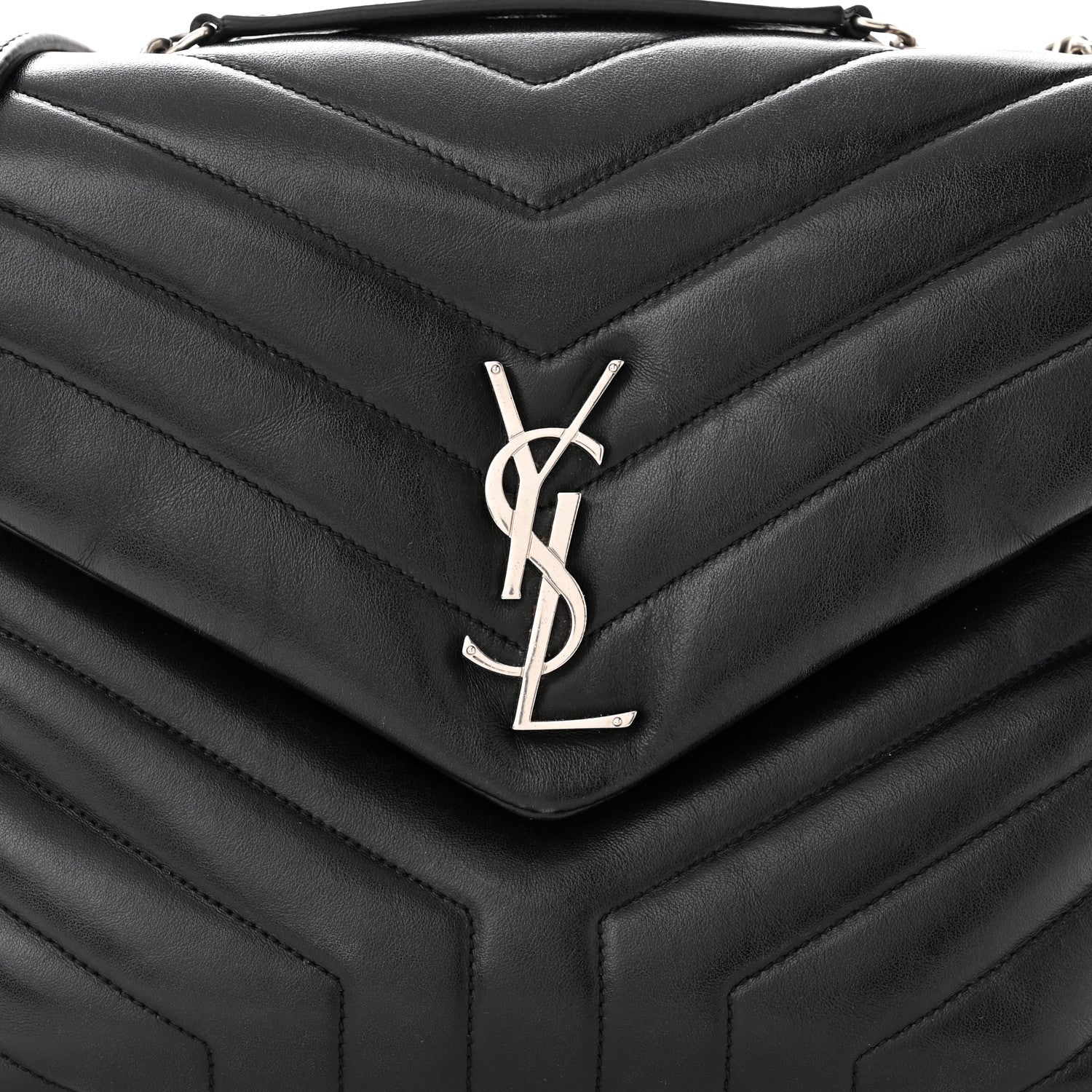 Saint Laurent Calfskin Y Quilted Monogram Medium Loulou Chain Satchel Black 8 of 10
