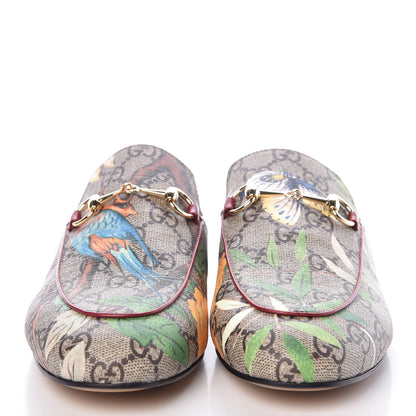 Gucci GG Supreme Monogram Tian Womens Princetown Slippers 38 Beige Ebony Multicolor 2 of 9