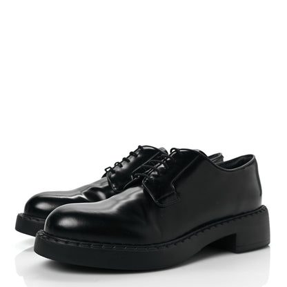 Prada Spazzolato Lace Up 50mm Loafers 39.5 Black 3 of 7