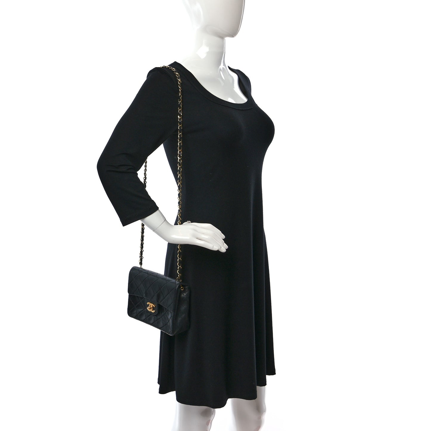 Lambskin Quilted Mini Square Flap Black