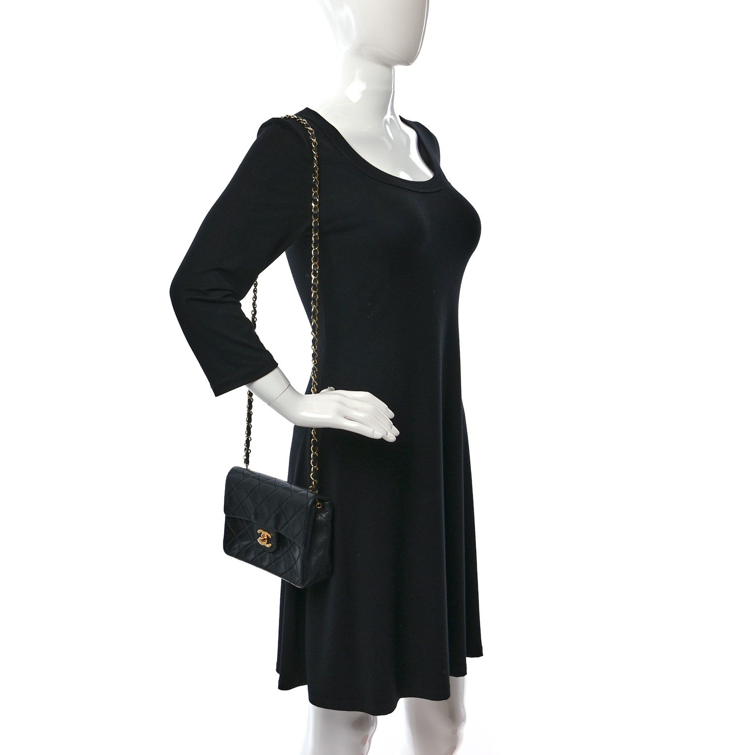 Chanel Lambskin Quilted Mini Square Flap Black 2 of 9