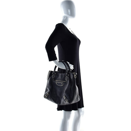 Balenciaga Chevre Silver Metallic Edge Hardware Velo Black 4 of 11
