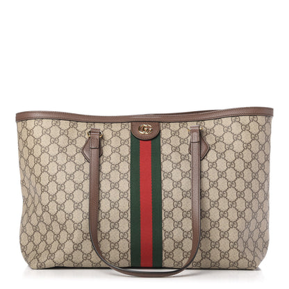 Gucci GG Supreme Monogram Medium Ophidia Shopping Tote Brown 1 of 10