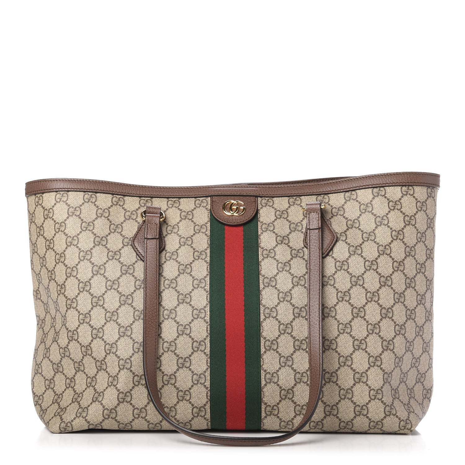 Gucci GG Supreme Monogram Medium Ophidia Shopping Tote Brown 1 of 10