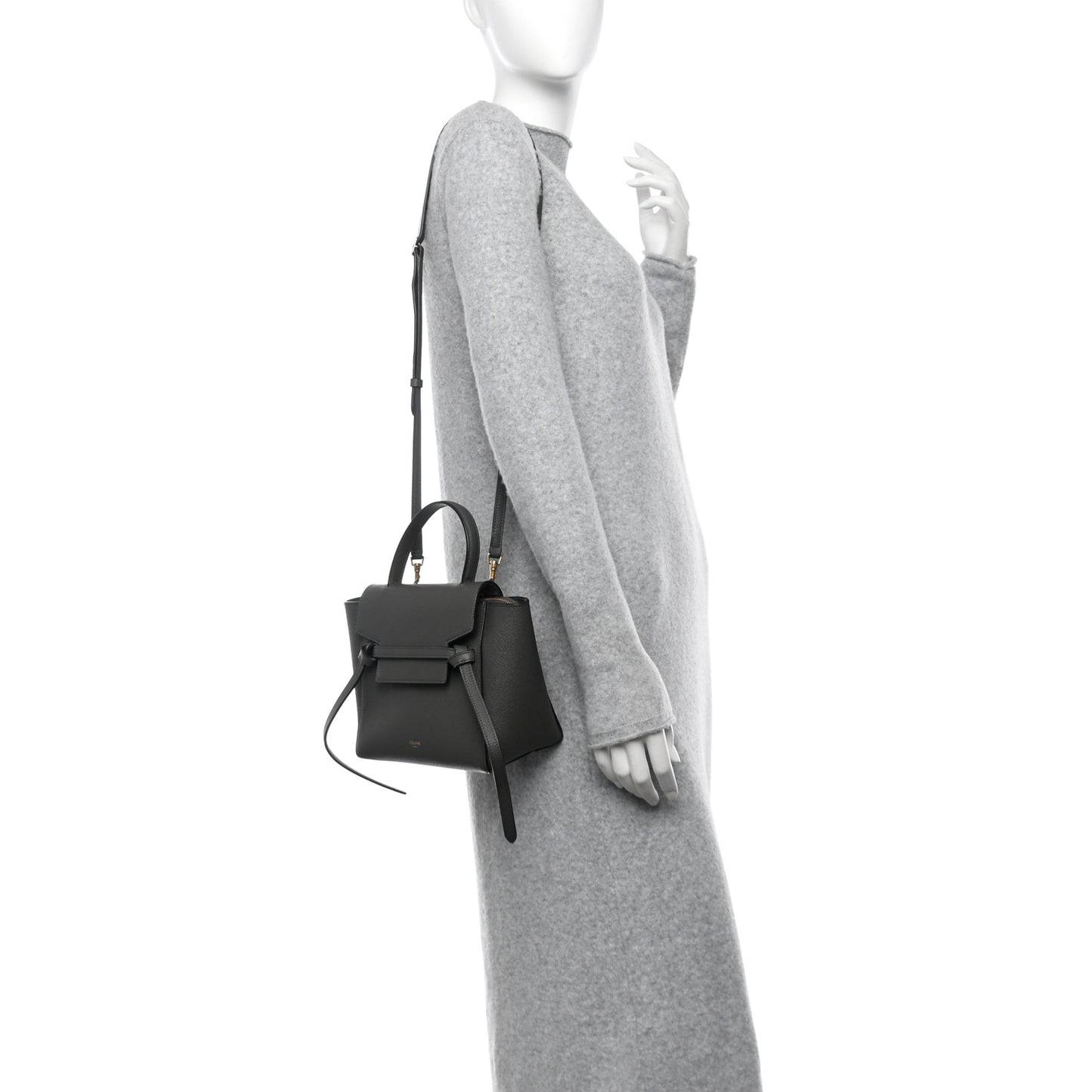 Grained Calfskin Nano Belt Bag Grey