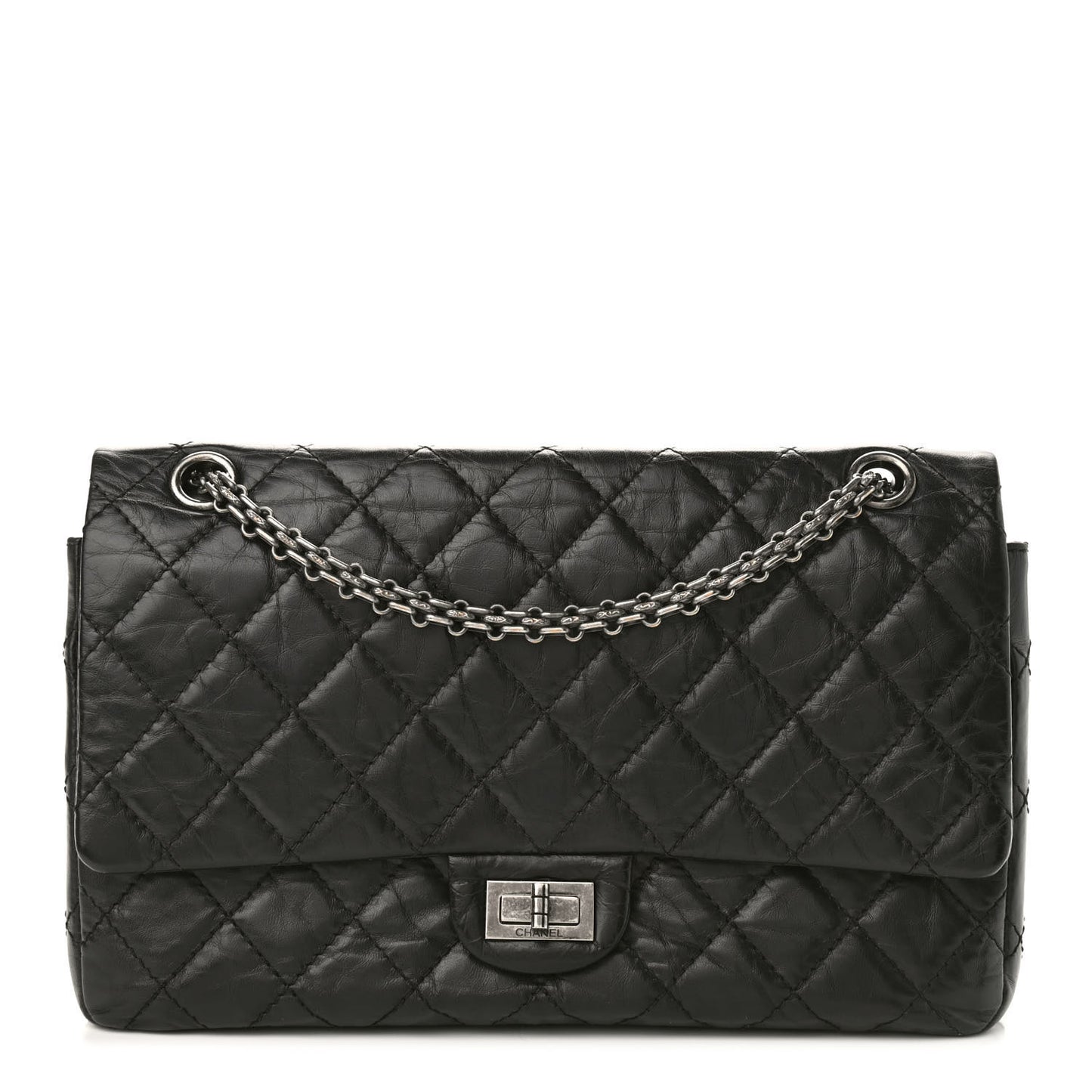 Aged Calfskin Quilted 2.55 Reissue 226 Flap Black
