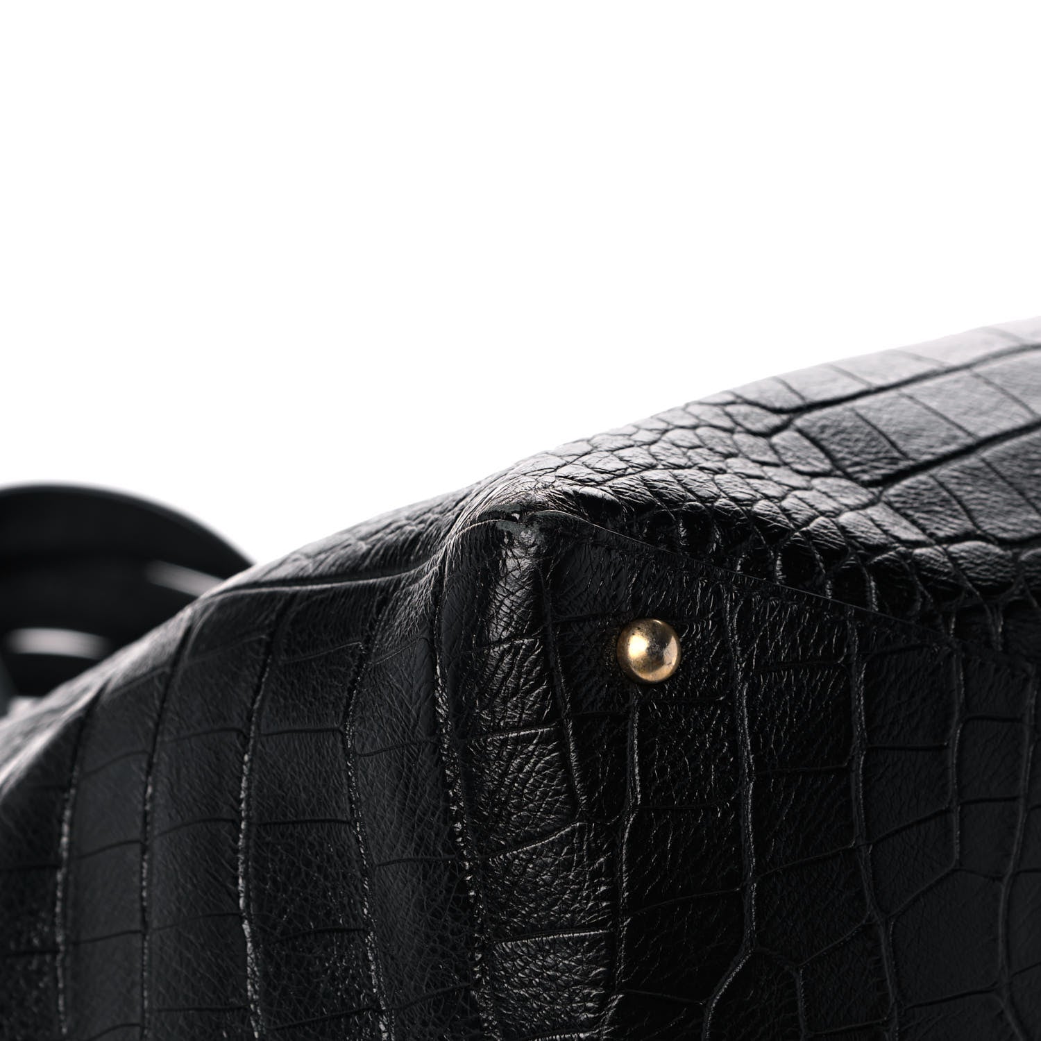 Chanel Calfskin Crocodile Embossed Large Cocodile Shopping Tote Black 10 of 14