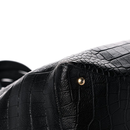 Chanel Calfskin Crocodile Embossed Large Cocodile Shopping Tote Black 10 of 14