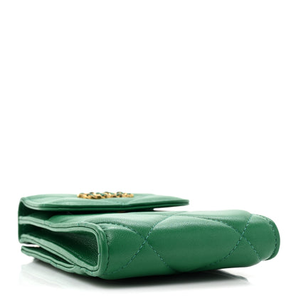 Chanel Lambskin Quilted Chanel 19 Phone Holder With Chain Green 4 of 11