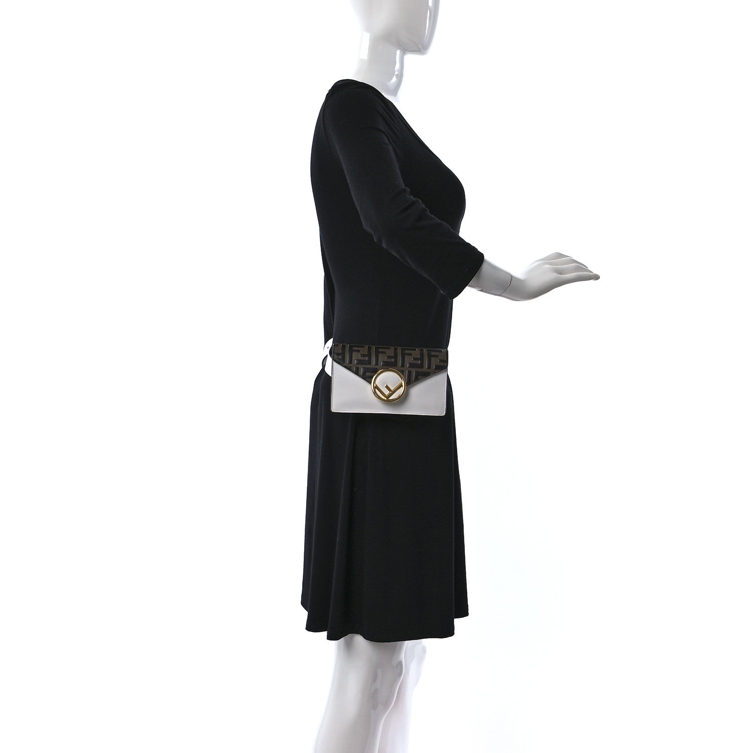 Fendi Vitello Cruise F is Fendi Bi-Color FF 1974 Embossed Envelope Belt Bag Maya White Ice 2 of 14