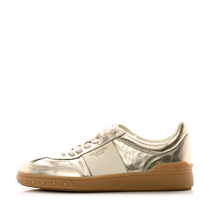 Valentino Garavani Laminated Calfskin Nappa Upvillage Sneakers 39 Platinum Ivory Amber 1 of 9