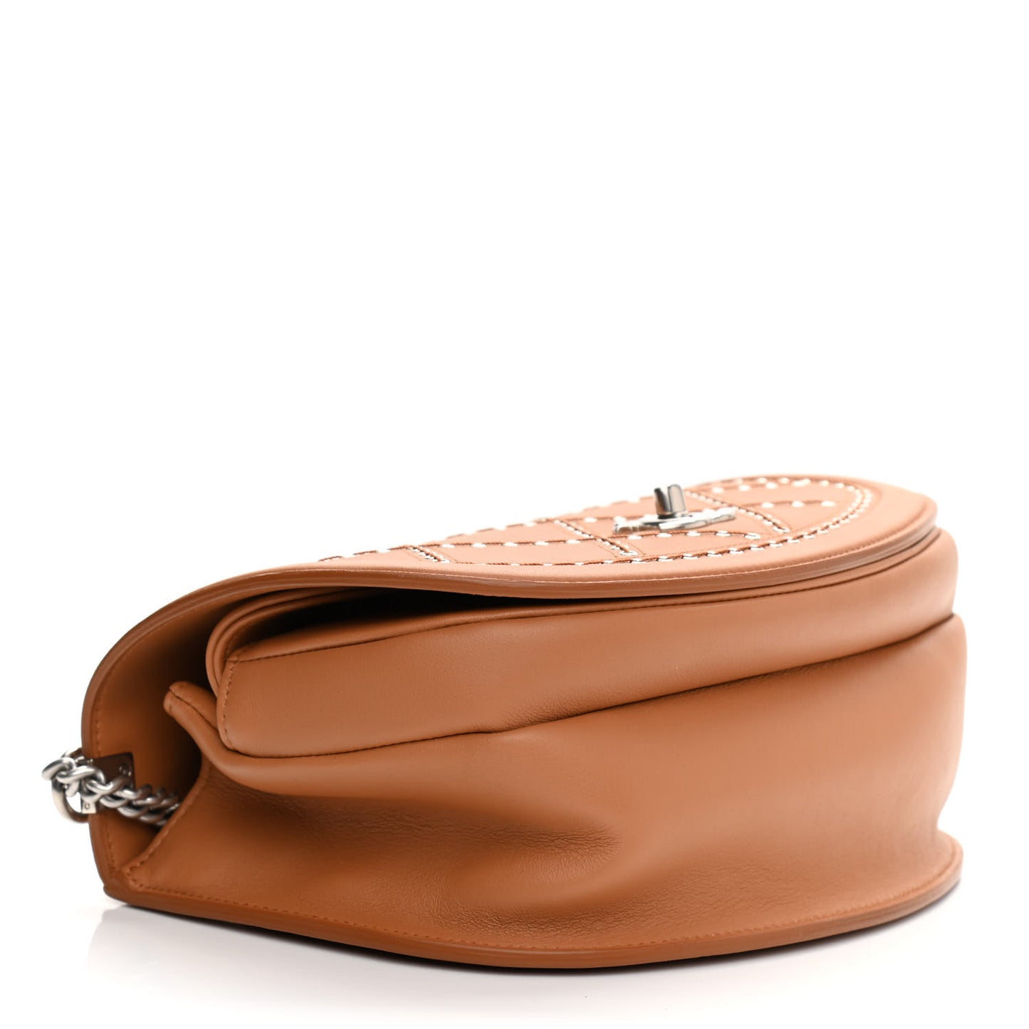 Calfskin Coco Eyelets Small Flap Bag Camel