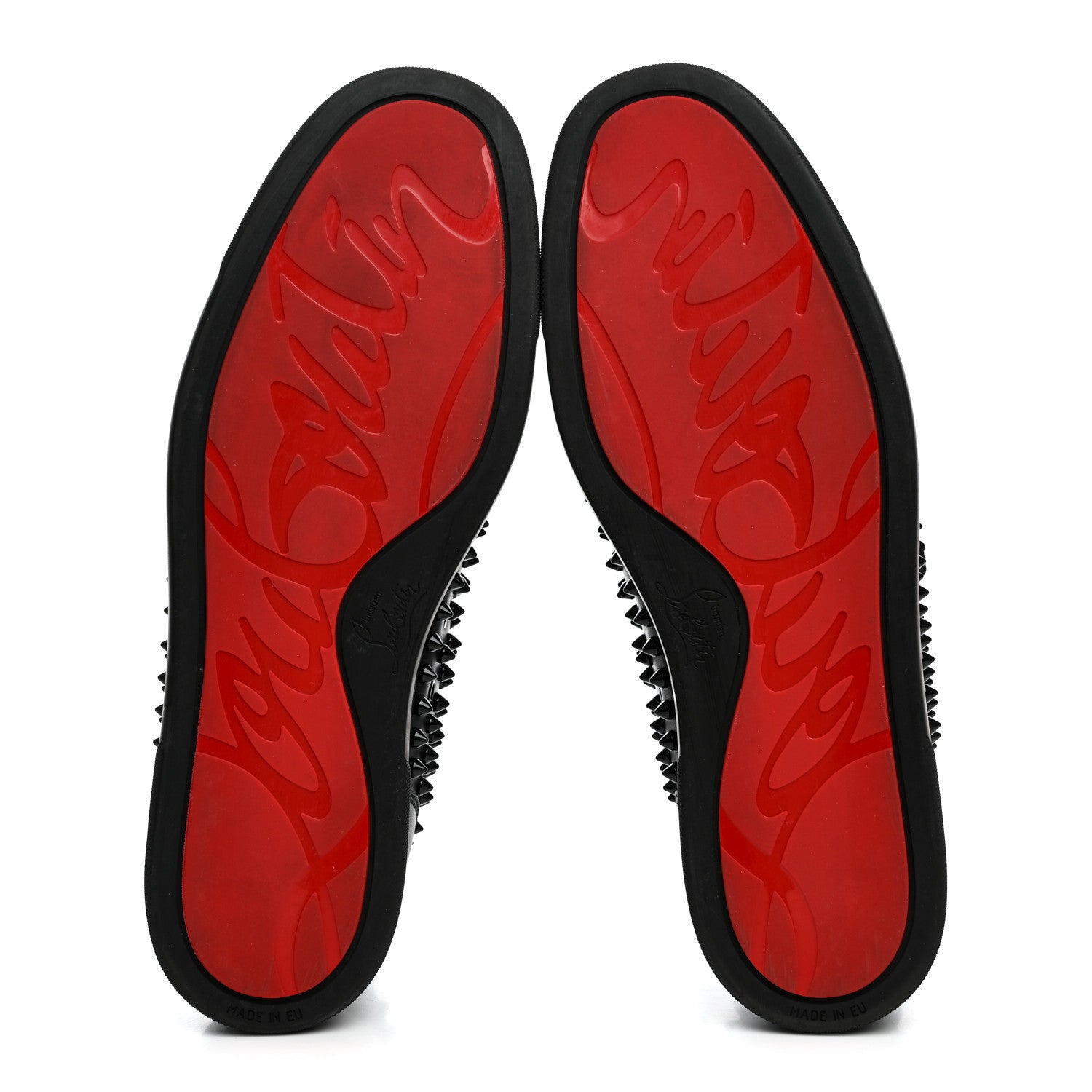 Christian Louboutin Calfskin Mens Louis Spikes Flat Sneakers 43.5 Black 6 of 9