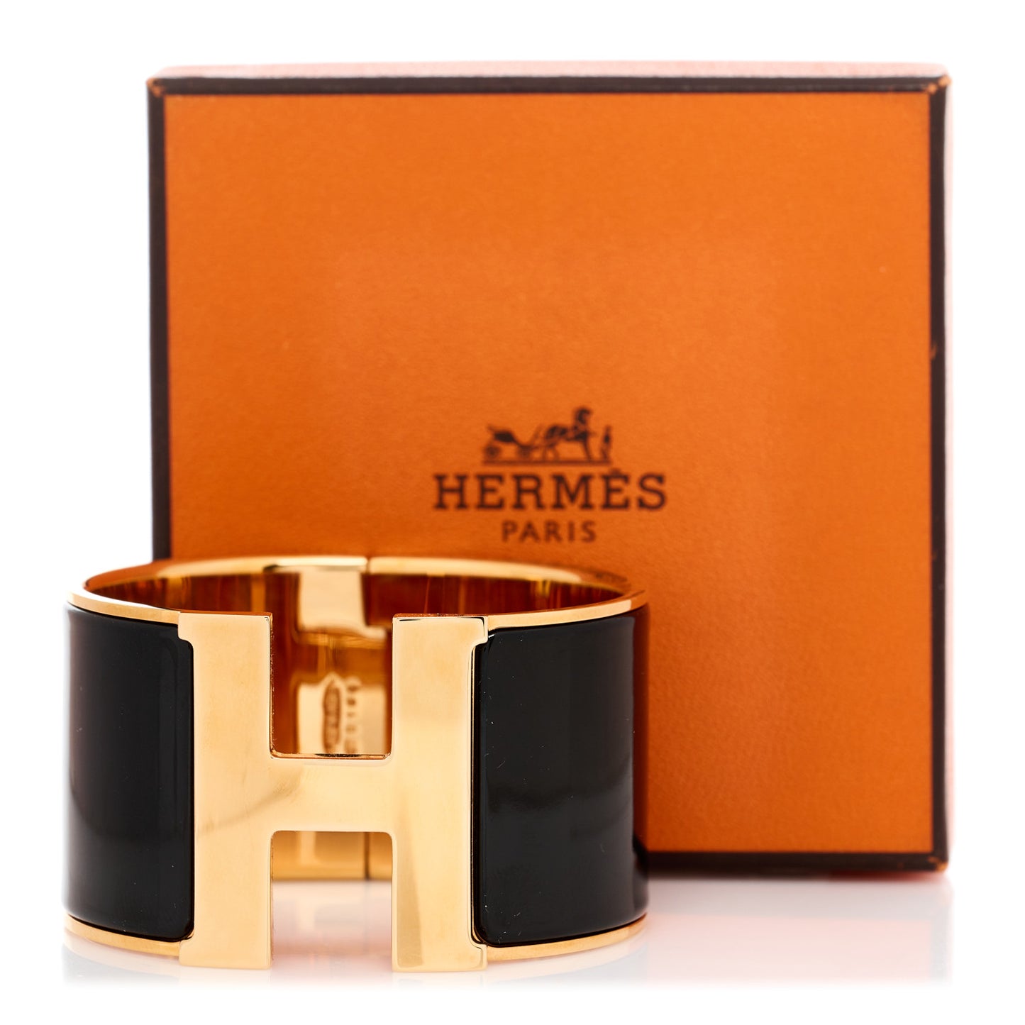 Enamel Extra Wide Clic Clac H Bracelet PM Black