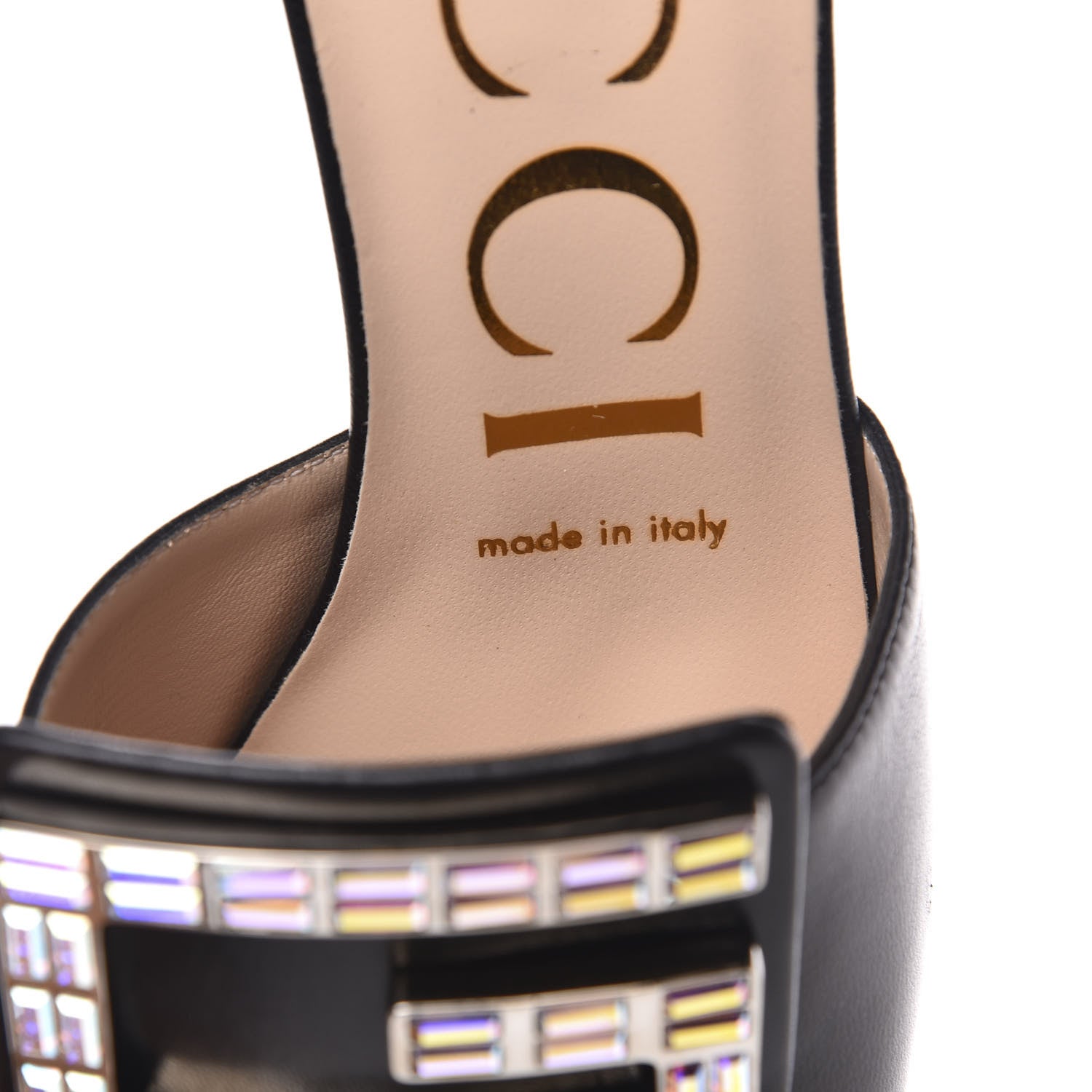 Gucci Malaga Kid Crystal Square G Madelyn Mules 37 Black 8 of 10