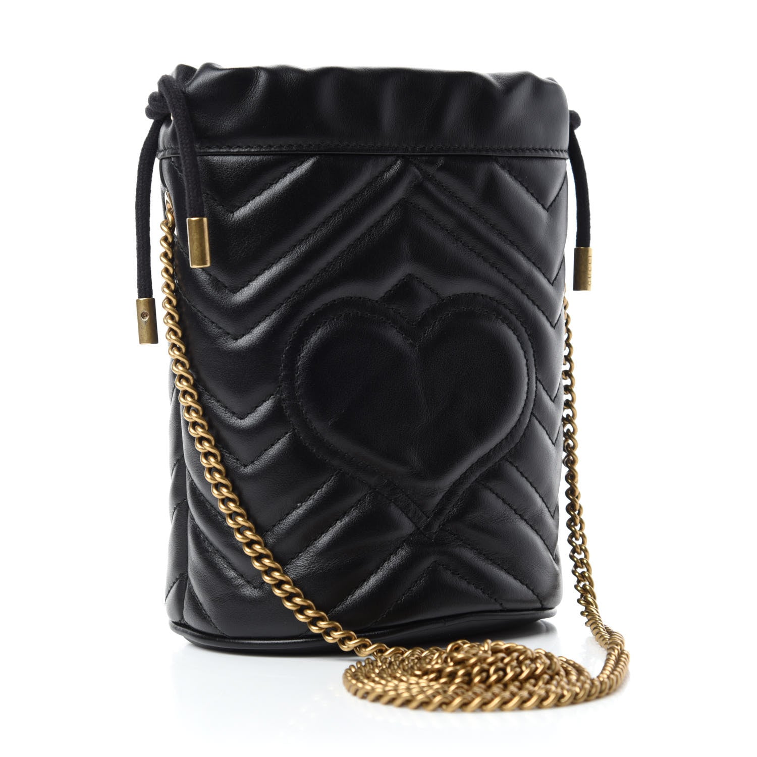 Gucci Calfskin Matelasse Mini GG Marmont 2.0 Bucket Bag Black 3 of 11
