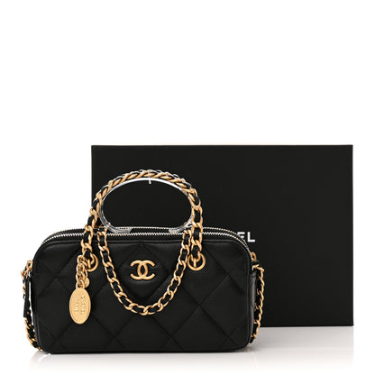Chanel Caviar Quilted Top Handle Phone Holder With Chain Black 14 of 14