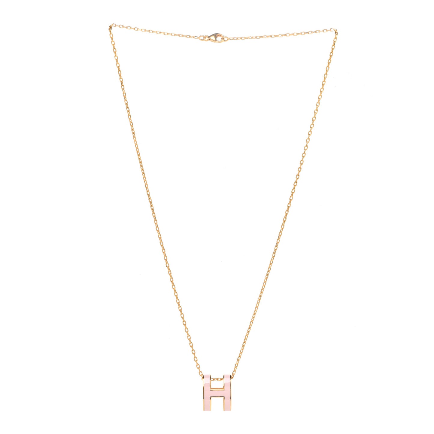 Lacquered Rose Gold Pop H Pendant Necklace Rose Dragee
