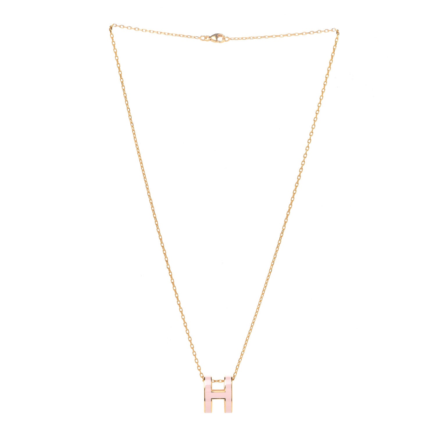 Hermes Lacquered Rose Gold Pop H Pendant Necklace Rose Dragee 3 of 8