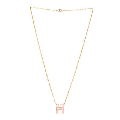 Hermes Lacquered Rose Gold Pop H Pendant Necklace Rose Dragee 3 of 8