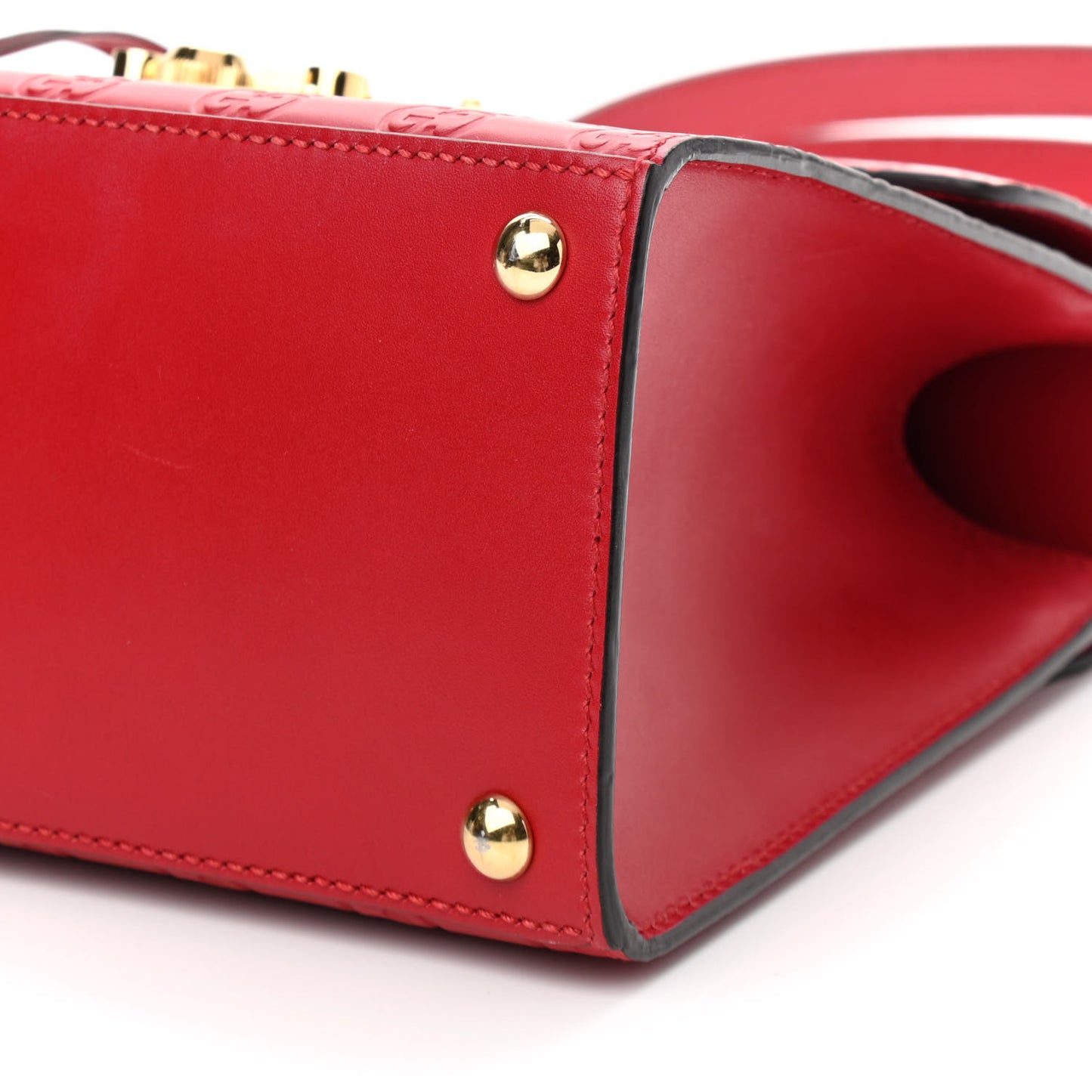 Guccissima Signature Small Padlock Top Handle Bag Hibiscus Red