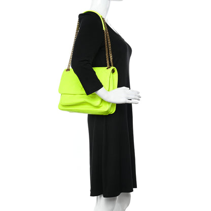 Saint Laurent Crinkled Calfskin Matelasse Monogram Medium Niki Chain Satchel Neon Yellow 2 of 10