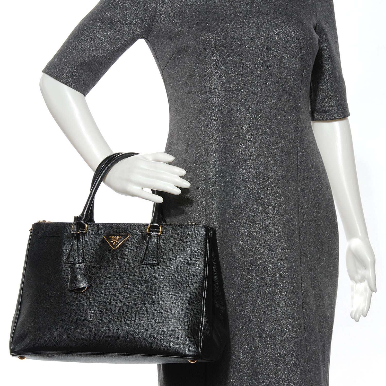 Prada Saffiano Lux Medium Tote Nero Black 2 of 9