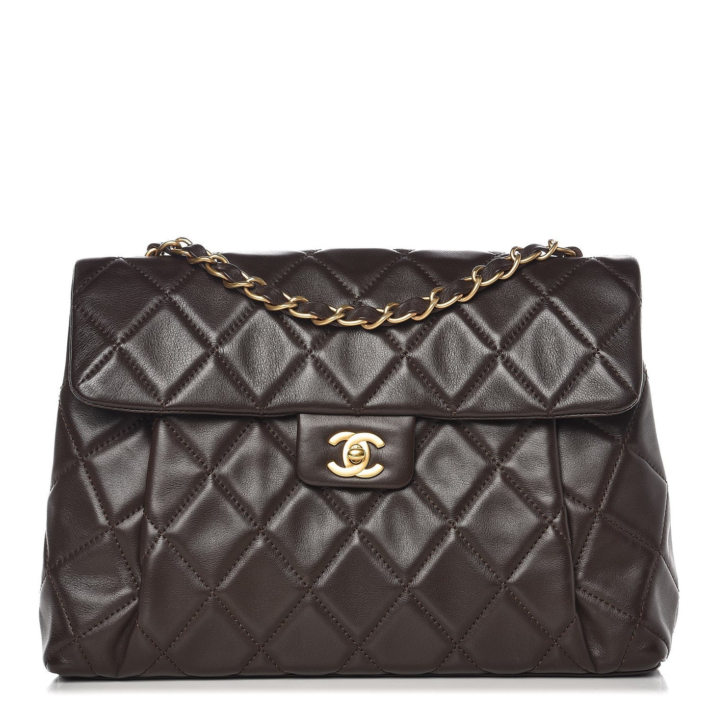 Lambskin Quilted Single Flap Black