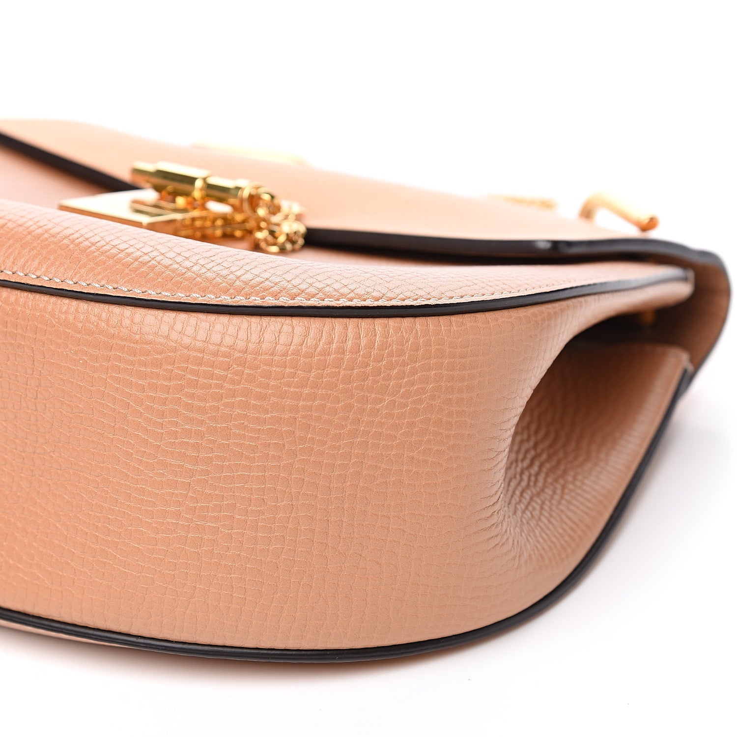 Chloe Grained Calfskin Lambskin Bi-Color Drew Shoulder Bag Wet Sand Sunflower 7 of 8