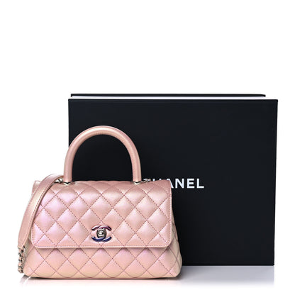 Chanel Iridescent Caviar Quilted Mini Coco Handle Flap Pink 12 of 12